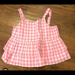 NWT Janie and Jack Pink Gingham Peplum Tank Top - Size 6-12M